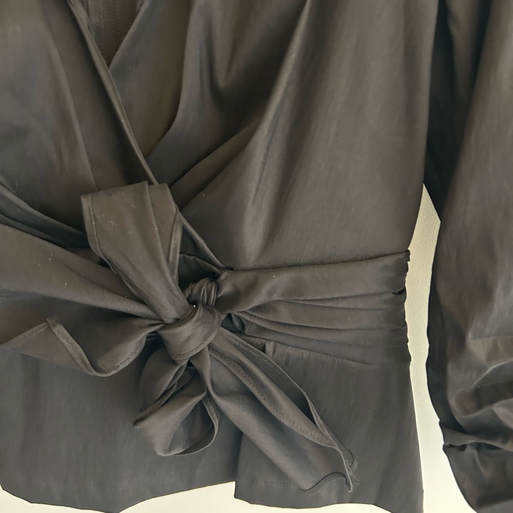 Tadashi Black Wrap Blouse with Bow - Picture 7 of 7